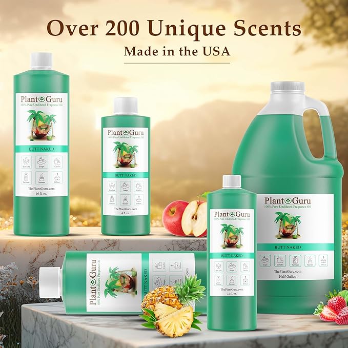 Butt Naked Fragrance Oil 4 fl. oz. Scented Oil for DIY Soap Making, Candles, Bath Bombs, Body Butters. Used in Aromatherapy Diffusers, Burners and Warmers. Great Addition to Lotions and Creams.
