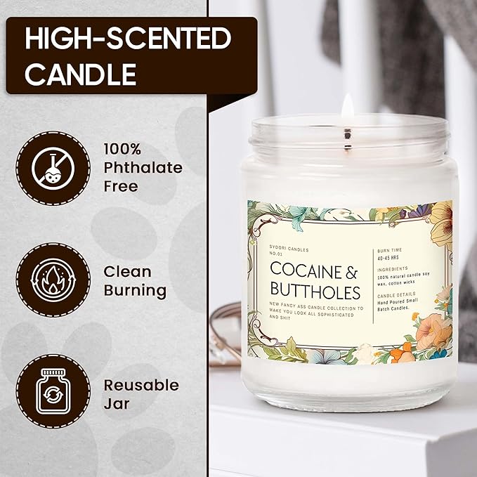 Funny Scented Candle – Sophisticated AF Lavender Candle – Gag Gift for Men, Women, Roommates, Coworkers – Housewarming, New Home, New Apartment, Dorm – 7oz Hand-Poured Soy Wax