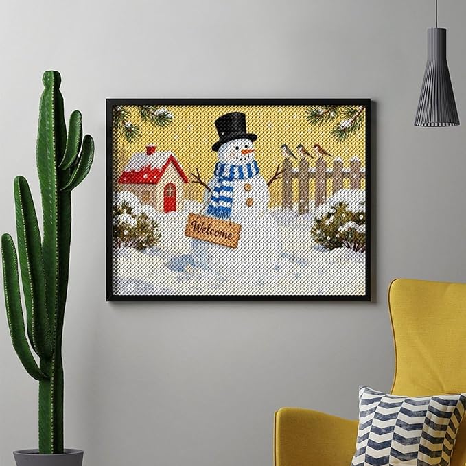 AIVKIEJK Diamond Painting Kits for Adults - Christmas Welcome Snowman Winter Christmas Painting DIY 5D Full Drill Diamond Dots Paintings with Diamonds Gem Art and Crafts Home Decor 12"x16"