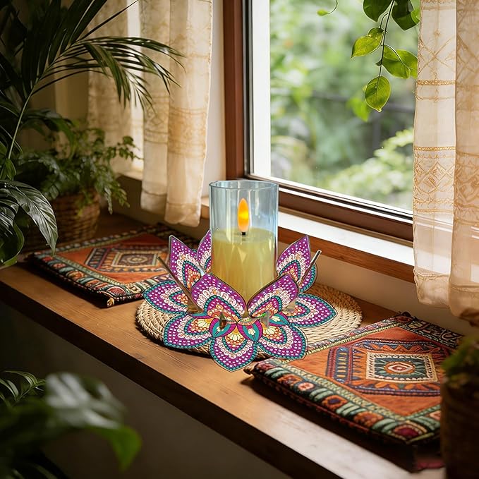 5D DIY Diamond Art Painting PVC Flower Candle Holders Tealight/Tea Light/Votive Candle Holder, for Table Centerpiece Home Décor Party Wedding Dinning-Flower-14