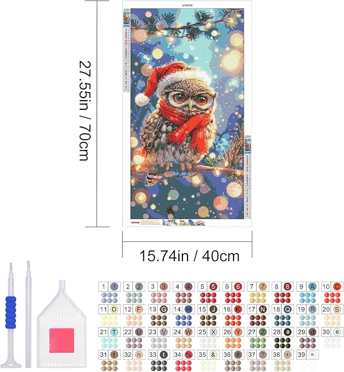 ATDMS Large Diamond Painting Kits for Adults DIY 5D Christmas Diamond Art Kits for Adults Full Drill Christmas Bird Diamond Painting Kits Gem Art Kits for Home Wall Decor 15.7x27.5 Inch