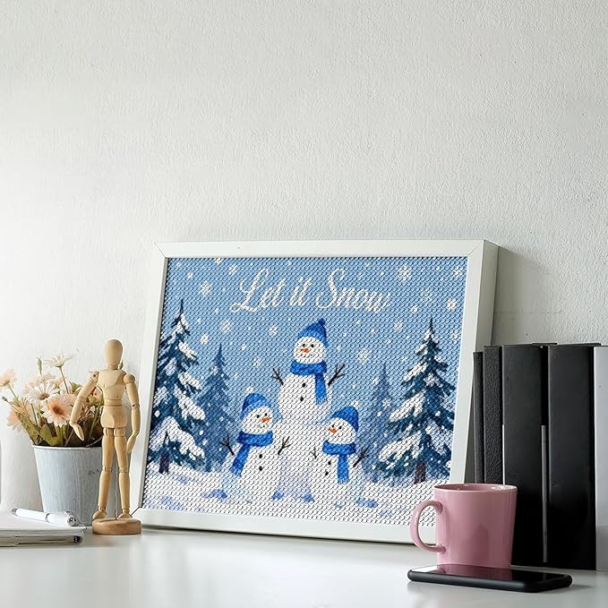 AIVKIEJK Diamond Painting Kits for Adults - Merry Christmas Snowman Winter Painting DIY 5D Full Drill Diamond Dots Paintings with Diamonds Gem Art and Crafts Home Decor 12"x16"
