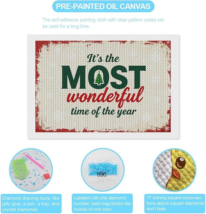 Diamond Painting Kits for Adults - Quote & Christmas Tree Humorous Most Wonderful Time of The Year Painting DIY 5D Full Drill Diamond Dots Paintings with Diamonds Gem Art And Crafts Home Decor 8"x12"