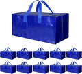 Simple Deluxe 10 Pack Extra Large Moving Bags with Backpack Straps, Strong Handles/Zippers, Heavy Duty Storage Tote for Moving Travel Camping Space Saving, Blue