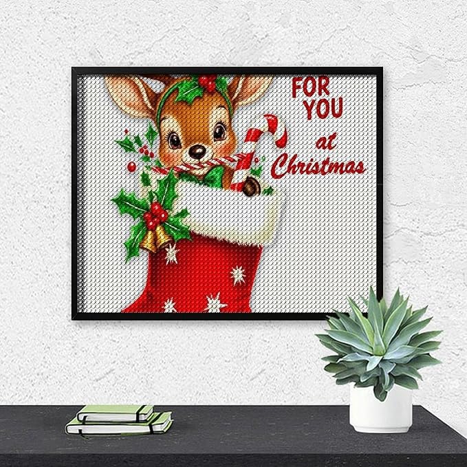 AIVKIEJK Diamond Painting Kits for Adults - Deer Sugar Bell Holiday Christmas Painting DIY 5D Full Drill Diamond Dots Paintings with Diamonds Gem Art and Crafts Home Decor 16"x20"