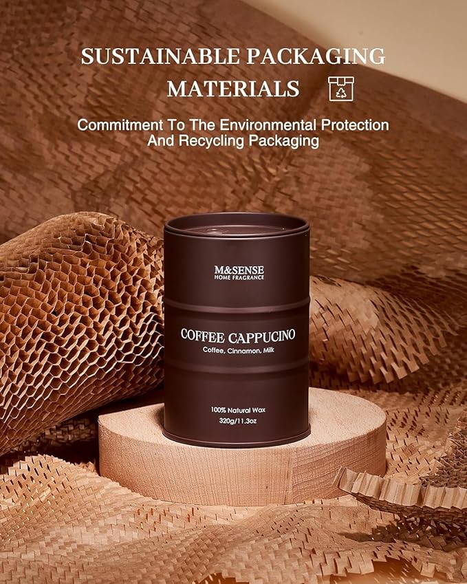 M&SENSE Coffee Cappucina Scented Candles, Christmas Soy Wax,Christmas Decor Candle 11.3oz 70 Hours Long Lasting Burning, Strong Coffee Aroma Candle Unique Housewarming Appreciation Gifts