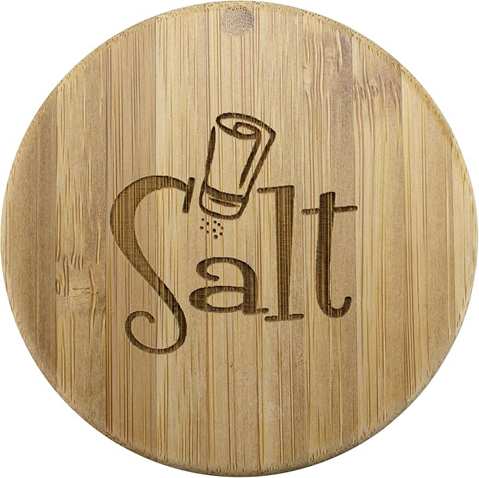 Totally Bamboo Salt Cellar Bamboo Storage Box with Magnetic Swivel Lid, 6 Ounce Capacity, Salt Engraved on Lid