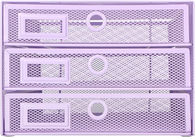 EXERZ Paper Sorter 3 Tier Drawers A4 / Multifunctional Desk Organiser/Letter Tray - Documents, Magazines, Notebooks and Letters - Light Purple