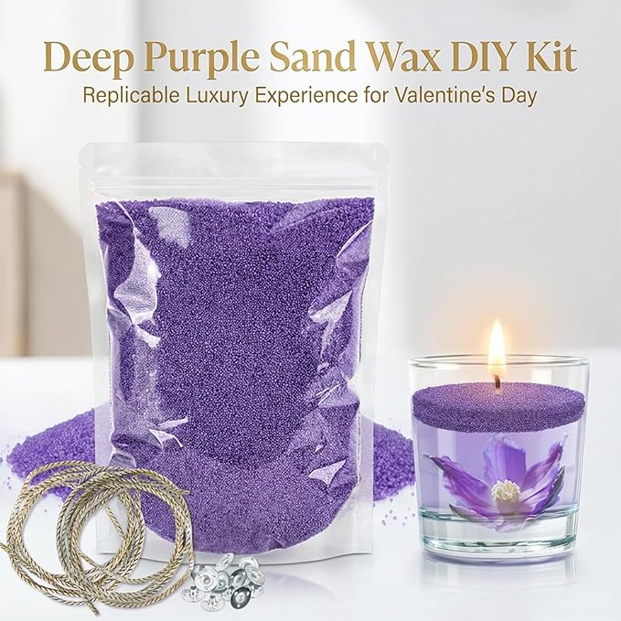 Sukh Deep Purple Candle Sand with Wick - 430G(0.94lb) Sand Candle with Wicks Refillable Candles for Weddings, Dating, Halloween, Christmas