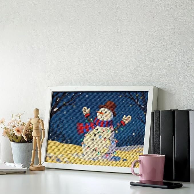 AIVKIEJK Diamond Painting Kits for Adults - Christmas Winter Snowman & Twinkling Painting DIY 5D Full Drill Diamond Dots Paintings with Diamonds Gem Art and Crafts Home Decor 8"x12"