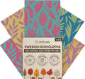 SUPERSCANDI 5 Pack Swedish Dishcloths for Kitchen - 100% Biodegradable & Compostable | Reusable Paper Towels Washable, Food-Safe & Without Plastic - Dish Rags Suitable for Any Surface | Leaves Colors