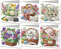 DoxQcs 5D Diamond Art Painting Greeting Cards Kit, DIY Cards for Blessings Congratulations Gifts, Greeting Card Set for Birthday Thanksgiving Day Christmas Halloween-Flower Baskets