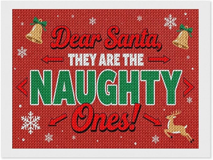 AIVKIEJK Diamond Painting Kits for Adults - Christmas Dear Santa, They are The Naughty Ones Painting DIY 5D Full Drill Diamond Dots Paintings with Diamonds Gem Art and Crafts Home Decor 12"x16"
