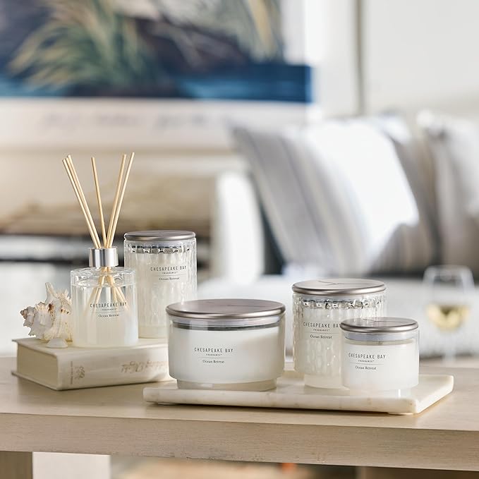 Chesapeake Bay, 14.5oz Ocean Retreat Scented Candle, Mood Evoking Fragrance, Sea Glass-Inspired Jar, Premium Soy Blend Wax with Essential Oils, Coastal Fragrance for Home Décor or Gifting
