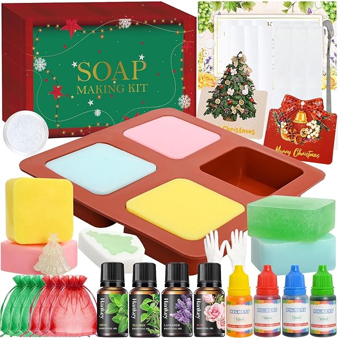 ZQBQC Soap Making Kit - Soap Making Supplies for Adults, Shea Butter Glycerin Melt and Pour Base, Molds, Fragrances, Glitter, DIY Soap Craft Kit for Kids, Gift for Beginners Boys Girls