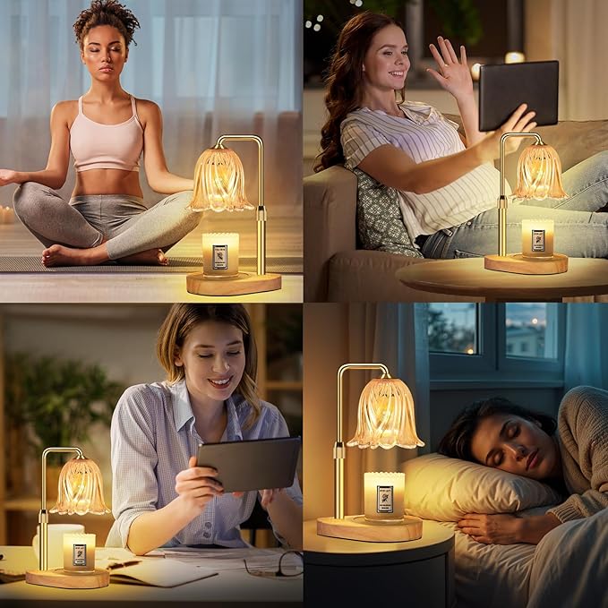 Candle Warmer Lamp with Timer Dimmable: Birthday Gifts for Women Adjustable Height Candles Light Warmers Lamps Gold Crystal Candle Warmer, House Warming Gift New Home Decor, Christmas Gifts for Women