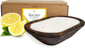 Aira Dough Bowl Candle - Organic, Kosher, Vegan, Hand Carved Wood Bowl Candle w/Aromatherapy Essential Oils - Hand-Poured 100% Soy Candle Wax - Paraffin Free, Long Lasting - Clean Lemon - 13 Ounces