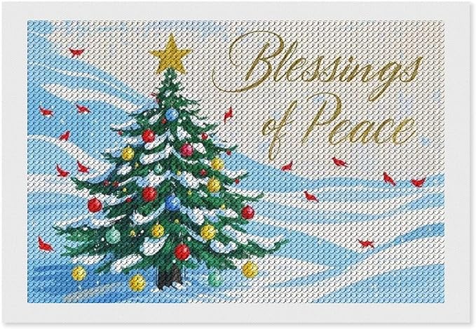 Diamond Painting Kits for Adults - Christmas Snowy Pine & Inspirational Blessings of Peace Painting DIY 5D Full Drill Diamond Dots Paintings with Diamonds Gem Art And Crafts Home Decor 8"x12"