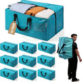 WORKPRO 10 Pack Extra Large Moving Bags with Zippers & Carrying Handles Backpack Straps, Heavy-Duty Storage Tote for Space Saving Moving Storage (Blue)