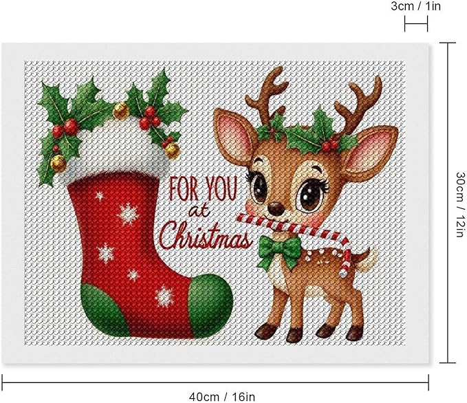 AIVKIEJK Diamond Painting Kits for Adults - Deer Sugar Bell Holiday Christmas Painting DIY 5D Full Drill Diamond Dots Paintings with Diamonds Gem Art and Crafts Home Decor 12"x16"