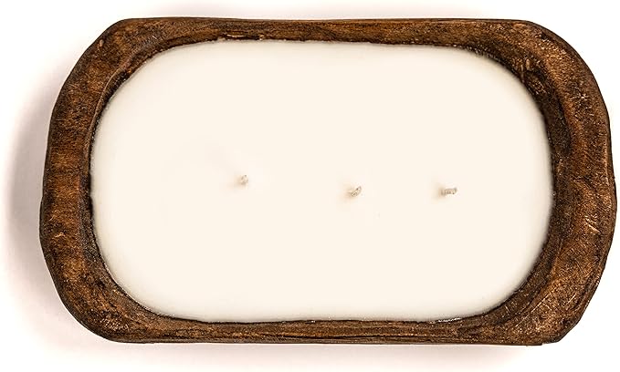 Red Barn Candle Company Wood Dough Bowl Candles | 100% Natural Soy Wax & Essential Oil Infused | Odor Eliminating + Pet Safe | Scented Candle Gifts for Men & Women (Mandarin Lime & Basil, 3-Wick)