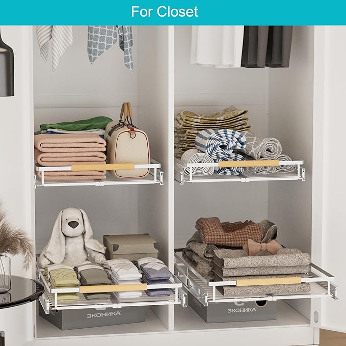 iPEGTOP Pull Out Cabinet Drawer Shelf Organizer, Extendable Sliding Slide Out Pantry Shelves Storage Heavy Duty for Kitchen Cabinets Under Sink, Adjustable Width 12.3~18.1" W x 22.5" D