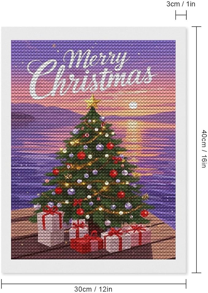 AIVKIEJK Diamond Painting Kits for Adults - Merry Christmas Coastal Winter Beach Painting DIY 5D Full Drill Diamond Dots Paintings with Diamonds Gem Art and Crafts Home Decor 12"x16"