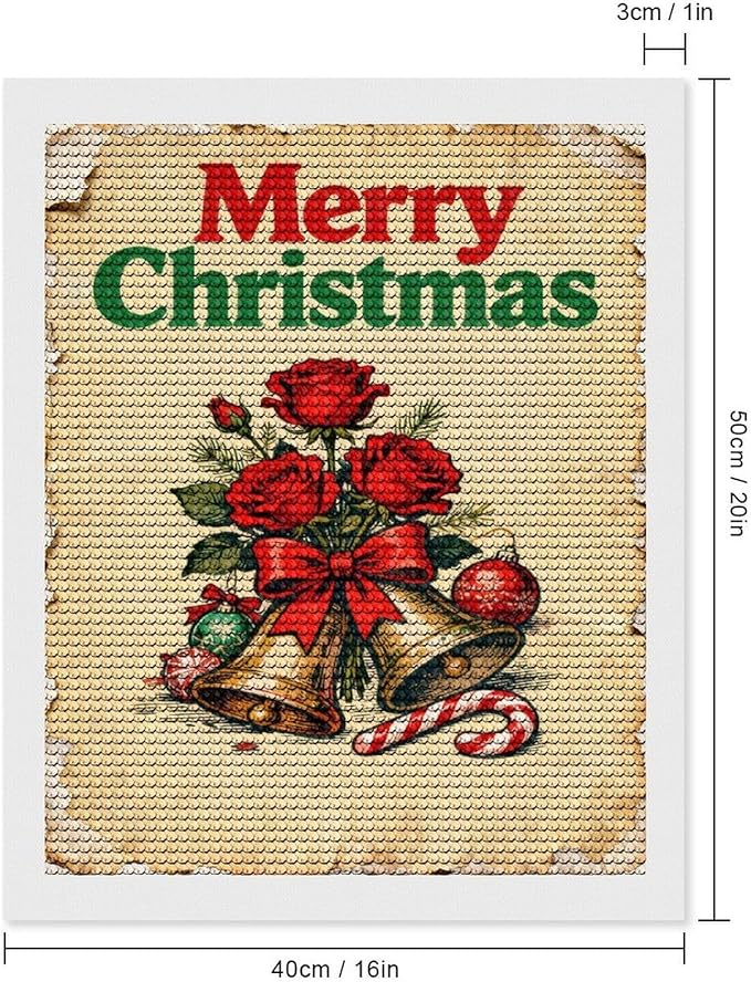 AIVKIEJK Diamond Painting Kits for Adults - Merry Christmas Santa, Holly & Vintage Painting DIY 5D Full Drill Diamond Dots Paintings with Diamonds Gem Art and Crafts Home Decor 16"x20"