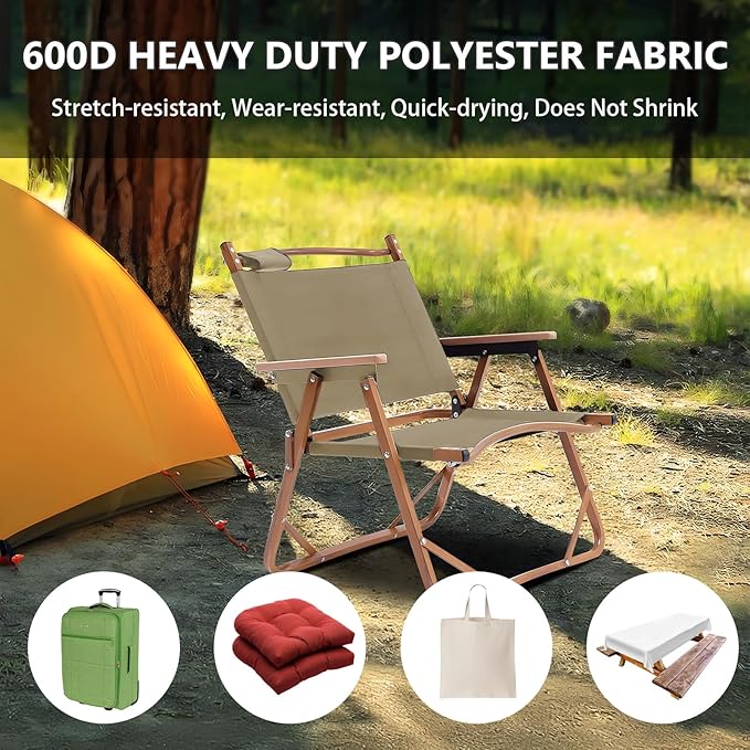Waterproof Canvas Fabric by The Yard 58inch 600D Upholstery Material Polyester Fabric Outdoor Water Resistant Fabric for Sewing Chair Patio Cushion Purse Bag Interior, 12 Yard Khaki