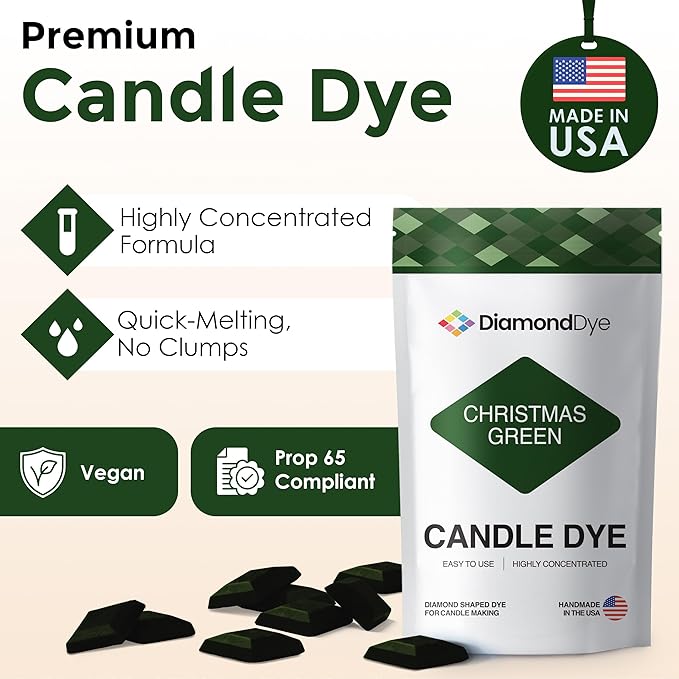 Christmas Green Candle Dye - Made in The USA - Premium Colorants - Highly Concentrated - Popular Colors for Paraffin or Soy Wax - Great for Professionals or Hobbyist - 10 Dye Chips