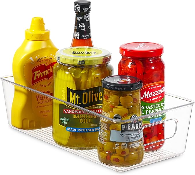 Set Of 8 Refrigerator Pantry Organizer Bins - Clear Food Storage Baskets for Kitchen, Countertops, Cabinets, Fridge, Freezer, Bedrooms, Bathrooms - Plastic Household Storage Containers