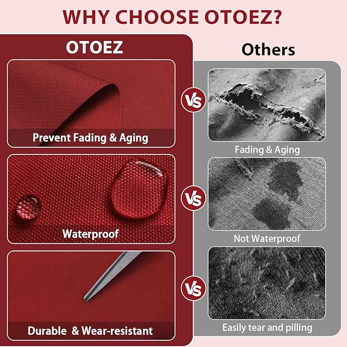 OTOEZ 600D Waterproof Canvas Fabric by The Yard, Fade & UV Resistant Outdoor Upholstery Material 58" W Water Resistant Cordura Polyester Fabric for Marine Boat Awning Tent Chairs DIY, 3 Yards Red