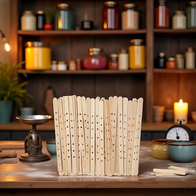 50Pcs Wooden Candle Wick Holders Candle Wick Bars Wicks Centering Device Wick Holders for Candle Making, Large, Multiwick Candles Arts Crafts Candle Making Wicks Candle Making