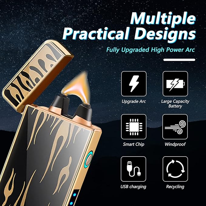 BABOBIU Electric Lighter Plasma Lighter Flameless Windproof Rechargeable USB Lighter with Type-C Fast Charging Gift for Men, Women (Flame)