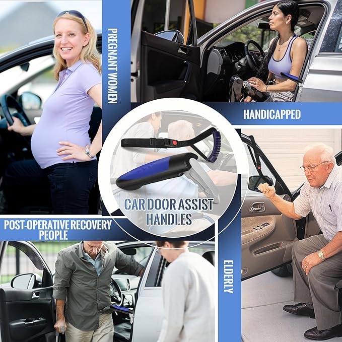 Car Door Handle for Elderly Car Handle Assist Support, Portable Auto Grab Handles with Strap for Handicap Seniors