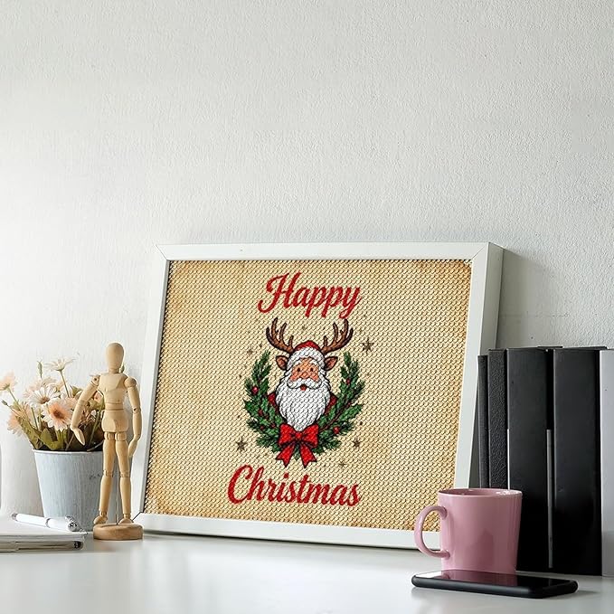 AIVKIEJK Diamond Painting Kits for Adults - Christmas Santa Claus Holly Berries & Snowflakes Painting DIY 5D Full Drill Diamond Dots Paintings with Diamonds Gem Art and Crafts Home Decor 12"x16"