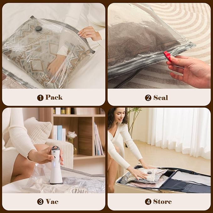 Vacbird Vacuum Bags for Travel with Rechargeable air Pump, Carry-on Size Compression Packing Bags for Luggage and Suitcase, Space Saver for Clothes and Clothing 9 Combo Travel Size