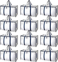 Simple Deluxe 12 Pack Extra Large Moving Bags with Lids, Reinforced Handles and Zippers, Heavy Duty Storage Tote for Moving Travel Camping Space Saving, White