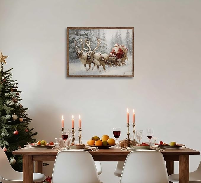 Paint by Number Kit for Adults & Kids, Christmas Santa Reindeer Sleigh 16x20 Inch, DIY Acrylic Painting Kit with Brushes & Paints, Holiday Art Craft for Home Decor Unframed