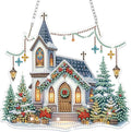Bowetile Church Diamond Art Hanging Kits for Adults, Christmas Diamond Art Suncatchers, 5D Special Shape Diamond Painting Pendant Window Ornament Christmas Gifts for Home Door Wall Decor