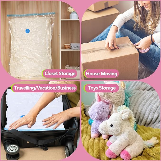 15 Pack Vacuum Storage Bags with Electric Pump, Travel (3 Jumbo, 3 Large, 3 Medium, 3 Small, 3 Roll Up Bags) Vacuum Seal Bags for Clothes, Bedding,Blankets,Space Saver Vacuum Storage Bags