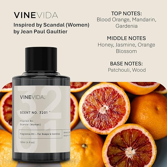 VINEVIDA [32oz] Scandal (Women) Fragrance Oil for Candle Making - Natural Candle Oil Scents - Soap Making Essential Oil - Made in USA