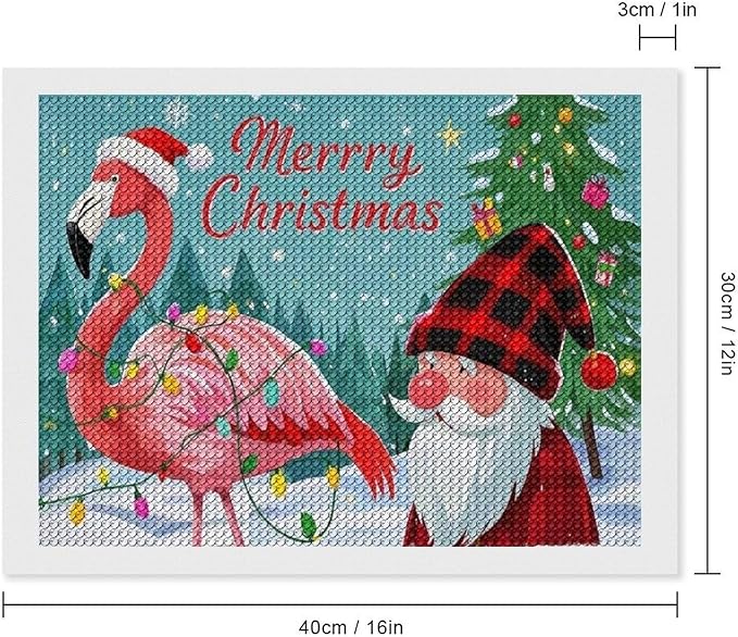 AIVKIEJK Diamond Painting Kits for Adults - Festive Flamingo Christmas Santa Hat Painting DIY 5D Full Drill Diamond Dots Paintings with Diamonds Gem Art and Crafts Home Decor 12"x16"