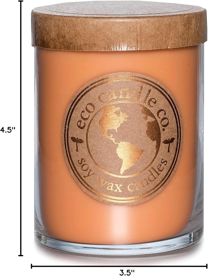 ECO CANDLE CO. Recycled Candle, Orange Clove, 18 oz. Double Wick - Scents of Oranges Pierced with Spicy Cloves - 100% Soy Wax, No Lead, Kraft Paper Label & Lid, Hand Poured