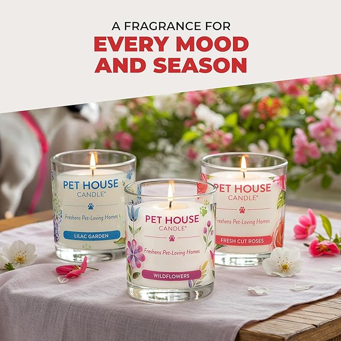 Pet House Scented Candle Plant Based Pet Odor Candle Clean Burning, Long Lasting for Home, Holidays Fur All