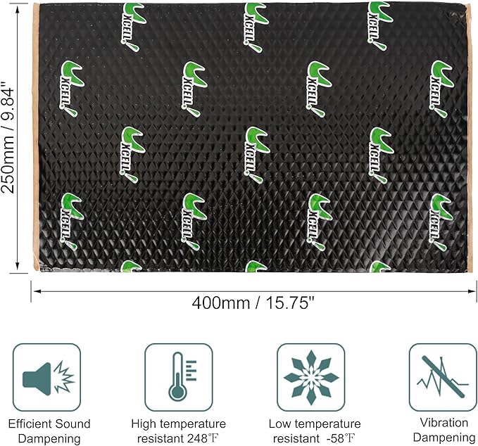 uxcell 34pcs 80mil 36sqft Car Sound Deadener Heat Insulation Mat Butyl Pad Damping Self Adhesive Deadening Material Roof Floor Sound Barrier Black