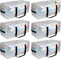 VTSVTS 6 Pack Extra Heavy Duty Large Moving Bags with Comfortable Handle & Strong Zipper,Storage Totes for Space Saving Moving Storage College Supplies Alternative to Moving Box,Iridescent