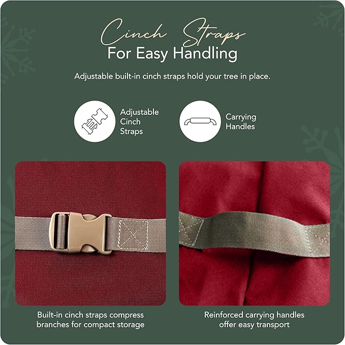 Covermates Keepsakes Upright Christmas Tree Storage Bag – Heavy-Duty Holiday Closet Cover Trees – Durable 300D Polyester with Cinch Straps & Zipper Access – Christmas Tree Bags Storage, Red