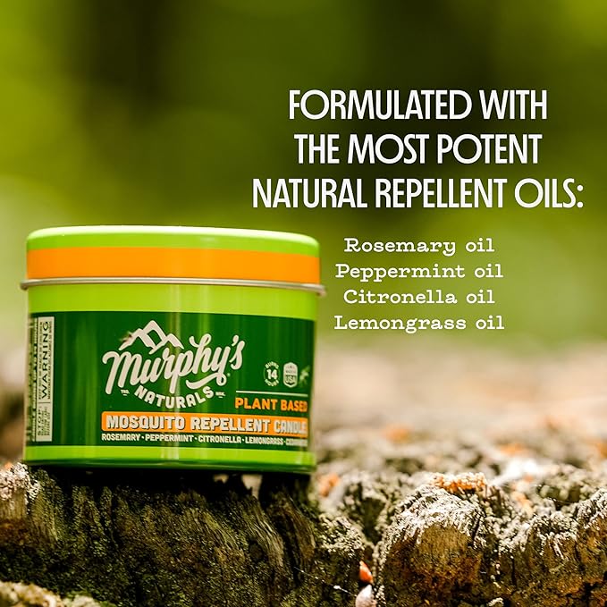 Murphy's Naturals Mini Mosquito Bug Repellent Candles for Outdoor Patio, Citronella & Essential Oils, 14-Hour Burn Time Each, 3.5 oz, 3-Pack