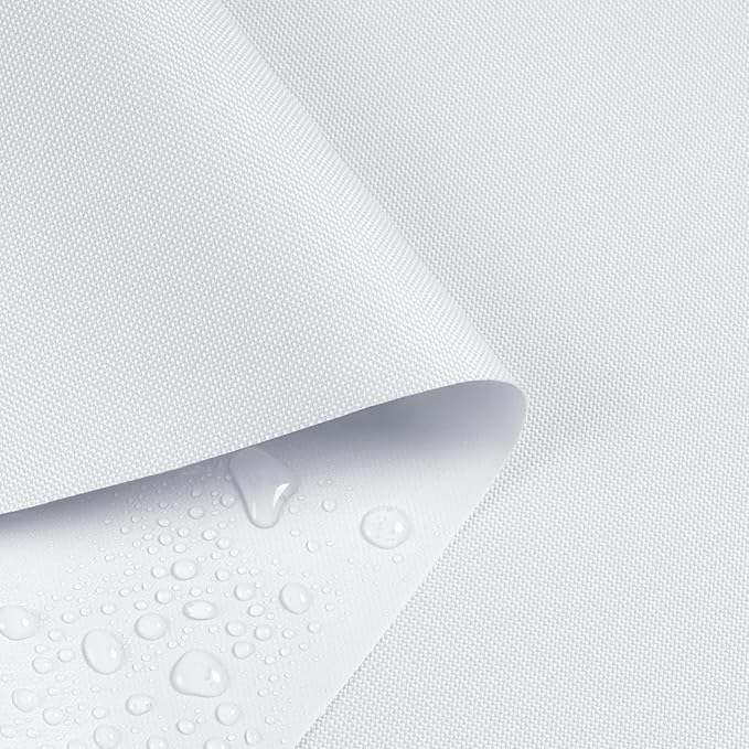 Waterproof Marine Canvas Fabric by The Yard 58" W 600D PVC Backing Water-Resistant Polyester Fabric Upholstery Material for Outdoor Indoor Marine Awning Tent Boat Furniture Cover DIY, 5 Yards White